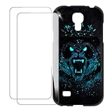 UOGNADGD Compatible with Samsung Galaxy S4 Mini i9190 Case Colorful Custom Cover with 2 Pack Tempered Glass Screen Protectors - Shockproof Scratch-Resistant (Angry Panda)
