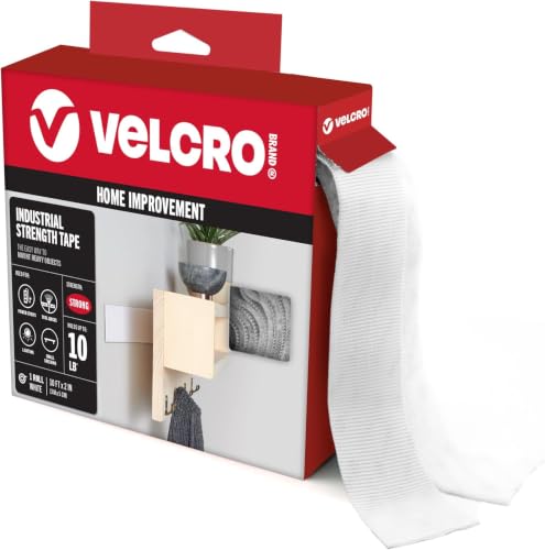 Image of VELCRO Brand - Industrial Strength | Indoor & Outdoor Use, Superior Holding Power on Smooth Surfaces, Size 10ft x 2in | Tape, White - (Pack of 12)