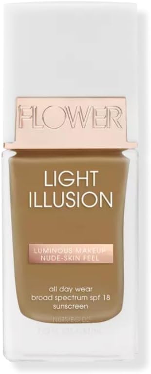 Flower Beauty Light Illusion Foundation with SPF 18 - Liquid Foundation Makeup with Buildable Coverage & Breathable/Lightweight Formula - Natural Complexion (Nutmeg)