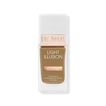 FLOWER BEAUTY By Drew Barrymore Light Illusion SPF Foundation - Blendable + Buildable - Natural Finish - Lightweight Formula Nutmeg