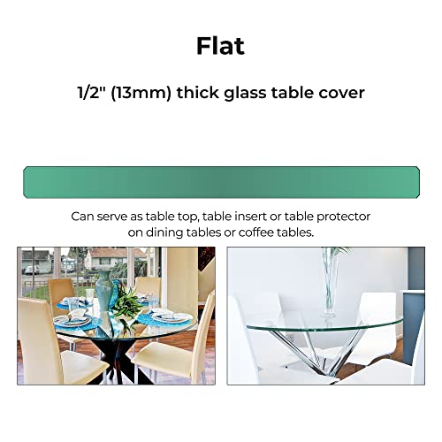 Fab Glass And Mirror Round Flat Polished Glass Table Top, 44 Inch, Clear #TOP3
