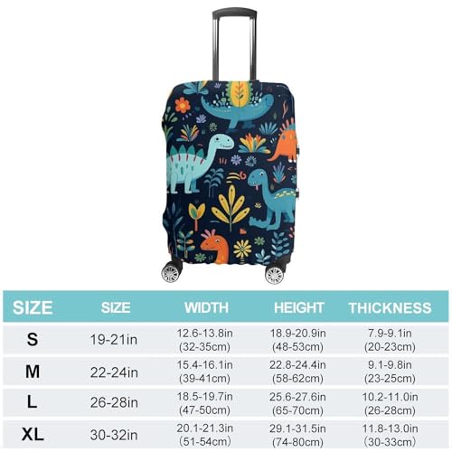 Vibrant Dinosaur Luggage Covers Tsa Approved Suitcase Cover Elastic Washable Luggage Sleeve Carry on Cover Protector Anti-Scratch Suitcase Protector Fits 19-30 Inch Case(S)2
