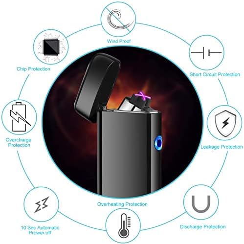 Electric Lighter, Saibit Double Arc Electronic USB Rechargeable Lighter, Windproof Flameless Cigarette Lighter (Purple)