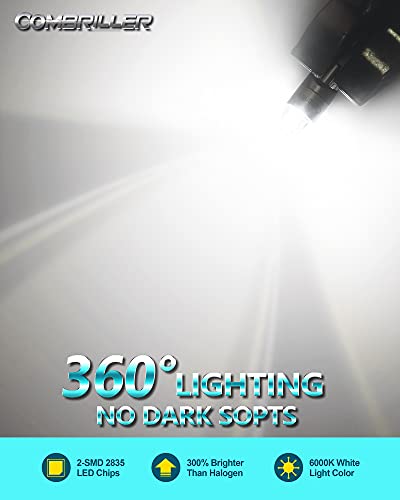 Combriller 194 Led Bulb 6000K White, Error Free 194 168 Led Bulb T10 2825 W5W Led Interior Car Lights For Car License Plate Light Dash Lights Interior Dome Map Door Marker Courtesy Light, Pack Of 2 #TOP2