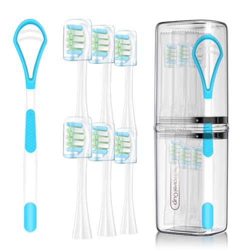 MediGenius �d�����u���V�����p�w�b�h 6�p�b�N Oclean X Pro Elite/X/X Pro/Flow/F1/Air 2-�^�󖧕� �q���L���b�v�t�� ���܂��̐�X�N���[�p�[&�g���x���J�b�v�t�� �z���C�g