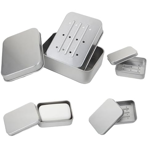 Pack of 4 Aluminium Soap Dishes with Lid Cover