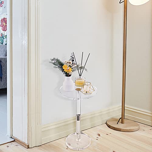 Hmyhum Acrylic Drink Table For Small Spaces, Martini Table For Living Room, Drink Side Table/End Table, Round, Clear, 11.8" L X 11.8" W X 21.3" H #TOP5