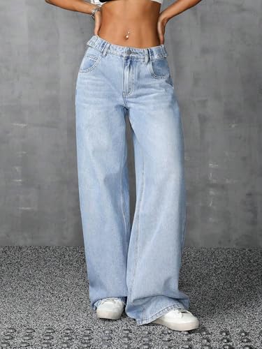 Women's Mid-Rise Jean Loose And Casual Wide Leg Denim Pants With Pockets4