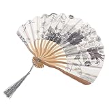 OUNONA キールナイフファン ミニ 開催 踊り用うちわ 女性用扇子 女性の扇子 装飾的な木製ファン パフォーマンス用扇子 和風うちわ 和風木製扇子 手持ち扇風機 和風扇子 布 Grey