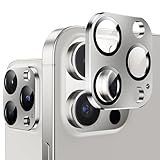 Wsken for iPhone 15 Pro/iPhone 15 Pro Max用 カメラレンズ保護カバー 磨砂合金 【割れ防止テスト】9H強化ガラスカメラ 画面保護カバー 傷防止カバー 金具2023 银