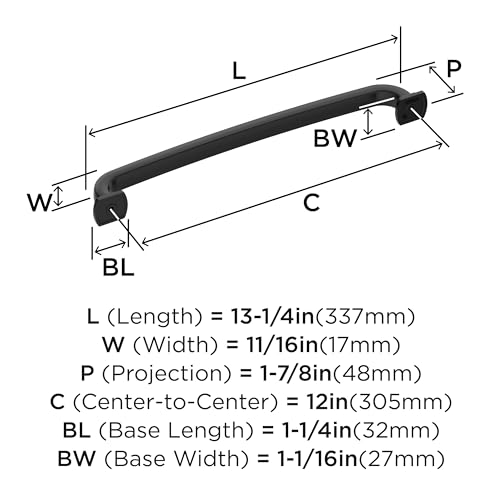Amerock Surpass 12 inch (305mm) Center-to-Center Matte Black Appliance Pull, BP55523FB by Amerock - Image 3
