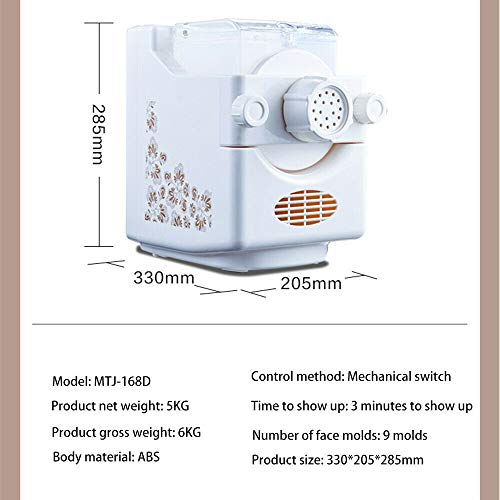 160W Haus Spaghettimaschine Pastamaker + 9 Formen zum paghetti, Fettuccine, Penne, Makkaroni und Knödel Wrapper – Bild 3