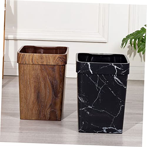 Caneca de basura rectangular con diseño madera para hogar miniatura 7