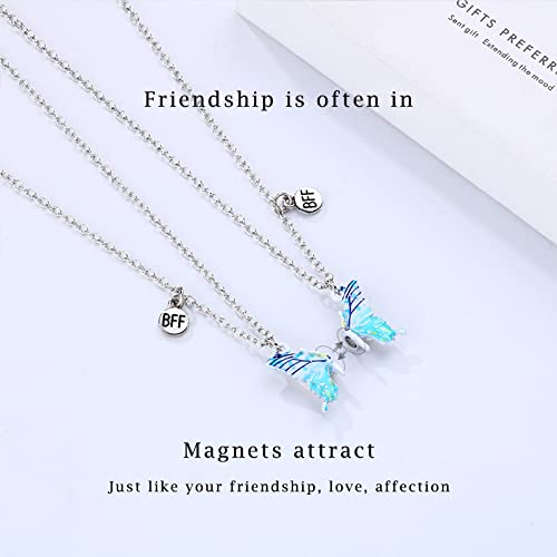 Mjartoria Bff Necklaces For 2-Butterfly Matching Necklace For Girls Best Friend Necklaces Colorful Pendant Friendship Necklaces Set Of 2 Birthday Gifts For Her (Blue) #TOP18