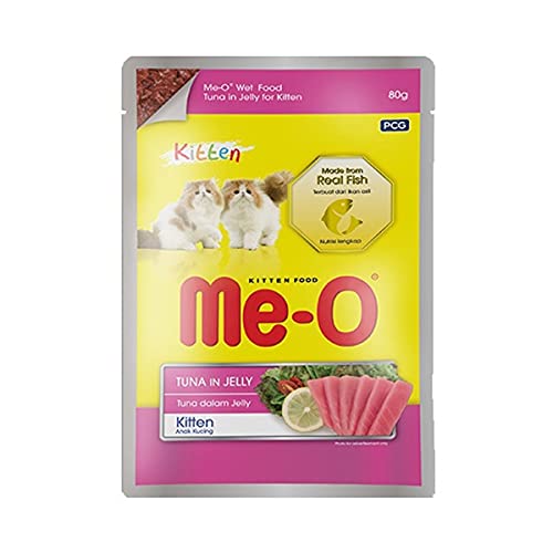 Image of Me-O Pouch Kitten Wet Cat Food Tuna in Jelly Flavor 80g /(Pack of 6(5+1Free)