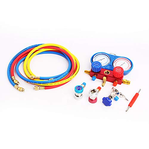 WINMAX TOOLS AUTOMOTIVE Professional A/C Air Conditioner Refrigerant Manifold Gauge Kit Set R134a/R22/R12 HVAC + KapscoMoto Keychain