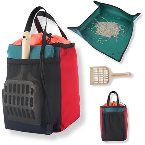 Travel Litter Box for Cats (3in1) Kit by OutdoorBengal - Portable Litter Box, Collapsible, Leak Proof Bag with Lid, Small Scooper (Complete Kit for Plane, Car, Van, Camping and Traveling with Cats) Cover