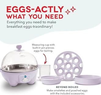 Dash Rapid Egg Cooker - Boiler, Poacher & Steamer - Includes Measuring & Recipe Guide - Dishwasher Safe - Holds 7 Eggs, Lavender