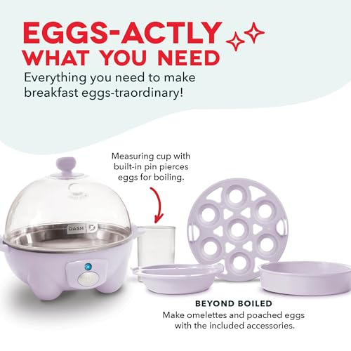 Dash Rapid Egg Cooker - Boiler, Poacher & Steamer - Includes Measuring & Recipe Guide - Dishwasher Safe - BPA Free - Holds 7 Eggs, Lavender - Image 4
