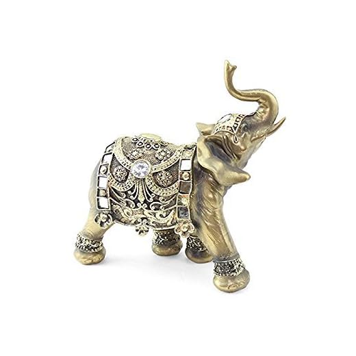 Feng Shui 9"(H) Brass Color Elegant Elephant Trunk Statue Wealth Lucky Figurine Home Decor Gift(G16551)~We Pay Your Sales Tax
