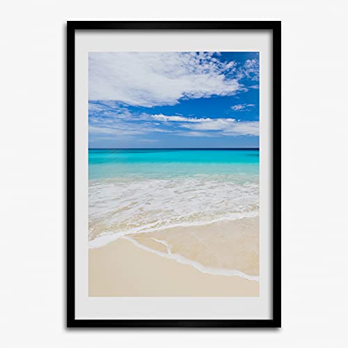Tableau moderne Tulup cadre en bois MDF 40x60 motif plage tropicale premium