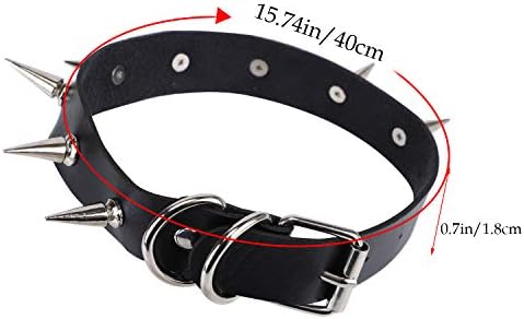 Women Men Spike Necklace Choker Vintage Girls Boys Round PU Leather Choker Lady Jewelry Gift
