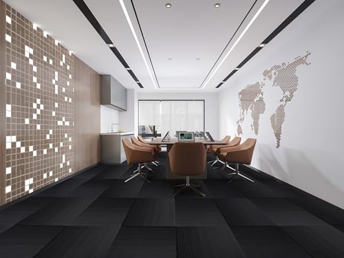 Carpet Tiles, Carpet Squares, Office Carpet Tiles Removable, Carpet Tile Flooring for Basement, 20" x 20" Berber (Loop Pile), Gradient Black, 0.24" Pile Height (12 Tiles, 32 sqft/Box) - Image 6