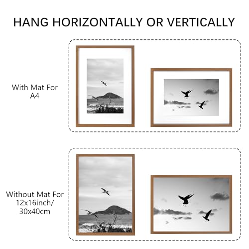 KAIWIN Picture Frame Brown 30x40cm Set of 3-21x30 cm (A4) with Mat - Image 2