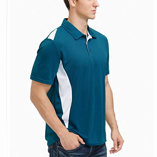 Moheen Men's Short Sleeve Polo Shirt Moisture Wicking Performance Classic Cut Athletic Casual Golf Shirts (Blue, 4Xl) #TOP1