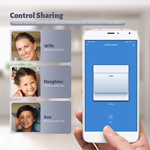 Wifi Smart Light Switch,Inle Tuya Smart Switch,Compatible With Alexa/Google Assistant And Ifttt,Remote Control And Timer,No Hub Required,Neutral Wire Required,15A 100-240V 2.4Ghz(4 Gang) #TOP5