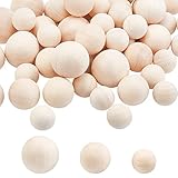 PH PandaHall 53pcs Wooden Ball 3 Sizes Large Wood Balls Wooden Round Ball Unfinished Natural Wooden Craft Ball for Christmas DIY Projects Nose Arts Craft Supplies Decoration, 20/25/30mm