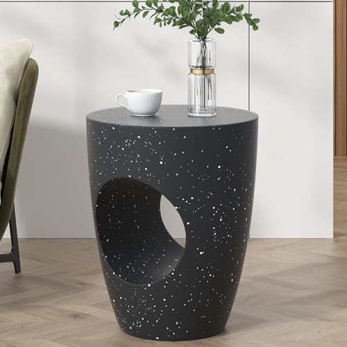 Mesa auxiliar para exteriores, mesa redonda de hormigón para exteriores, decoración moderna de estilo art decó, mesa de café, taburete decorativo de jardín y soporte para plantas de interior para