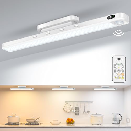 WILLED 5W Motion Sensor Magnetic Light Bar with Remote, Eye-Care Under Cabinet Lighting with Battery...