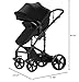Doraystar 2 in 1 Baby Stroller with Bassinet Mode, Reversible Infant Pram, One-Click Folding, Newborn Travel Stroller, Convertible Toddler Standard Pram Carriage (2US588-BLACK)