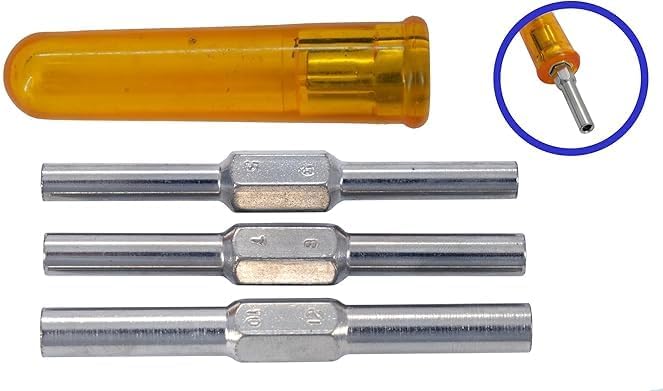 PRESIZE Clock Winding & Let Down Release Tool (Sizes- 3.5 to 5.25mm) - Mainspring Let Down Tool with 6 Key Shafts - Steel (Nickel Plated) with Plastic Handle