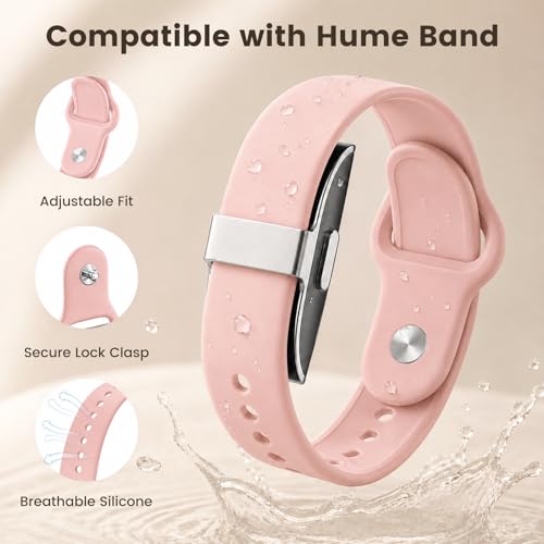 BlikWyt Silicone Band Compatible with Hume Band, Soft Sport Replacement Strap Compatible with Hume Health Band, Adjustable Hume Tracker Wristband for Women and Men (Pink) by BlikWyt - Used condition - Image 2