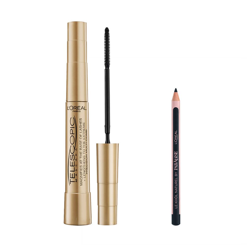 L’Oréal Paris Telescopic Maskara - Siyah & Mini Paradise Le Khol Siyah Göz Kalemi Makyaj Seti