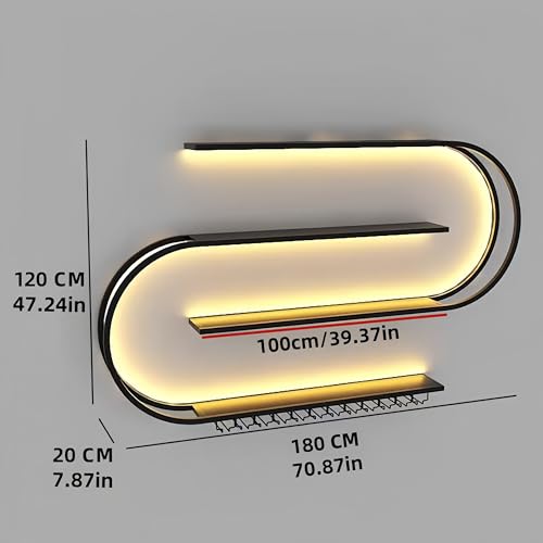 Rack-verre mural de 4 pieds avec LED, étagère en métal rond 79" style bar industriel - 2