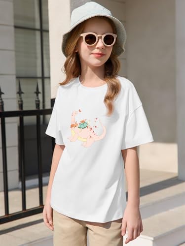 Image of Haloumoning Girls Short Sleeve T-Shirts | Kids, Summer,girls shirts,versized t shirts,Girls T-Shirts,Oversized Tops, Casual Crewneck, Basic Tees 5-14Y