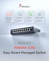 XikeStor 2.5G Switch | 8-Port 2.5G Managed Ethernet Switch | 8X 2.5GbE RJ45 + 1x 10G SFP+ | VLAN/QoS/LACP/STP/IGMP, Fanless Metallgehäuse, Web-Managed für NAS, Gaming PC, WiFi 6 AP, 4K Streaming – Ansicht 2