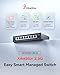 XikeStor 9-Port 2.5G Web Managed Ethernet Switch, VLAN/QoS/STP/IGMP/LACP Supported, Fanless Easy Smart 2.5Gb Network Switch, Aluminum Housing, Desktop/Wall-Mount