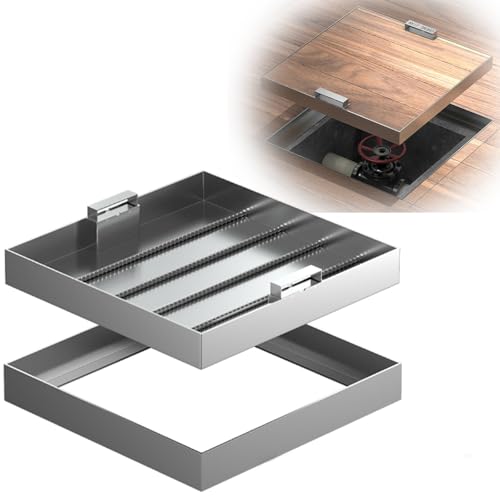 MMXYNXYD Tapa de Alcantarilla Invisible de Acero Inoxidable con Marco - Tapa Cuadrada Empotrada para Desagüe para Césped, Patio, Entrada de Vehículos y Jardín(70 cm/28 in)