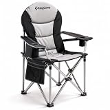 KingCamp Sedia Campeggio Pieghevole Ergonomica Imbottita XXL 250 kg Nero