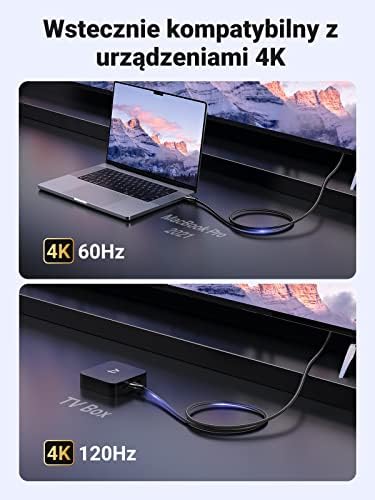 UGREEN Kabel 8K HDMI 2.1 Nylon, Obsługuje HDR10+, eARC, 48Gbps, 3D, kompatybilny z 4K TV, PS5, TV Box, PC itp. (2M)