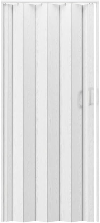 Pemberly Row PVC Foldable Accordion Door, 36 in W x 80 in H, White Finish, Includes Track and Hardware, Magnetic Closure, Adjustable Privacy Room Divider for Bedrooms, Closets, Living Spaces