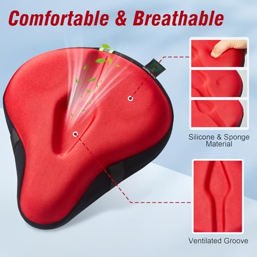 image for Zacro Bike Seat Cushion - Gel Padded Bike Seat Cover for Men Women Com