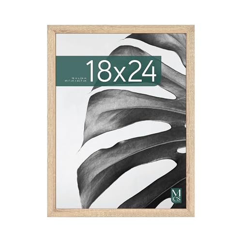 MCS Studio Gallery 18x24 Poster Frame Natural Woodgrain, Vertical & Horizontal Wall Hanging Large Picture Frame for Photos, Posters & Art Prints (1-Pack)