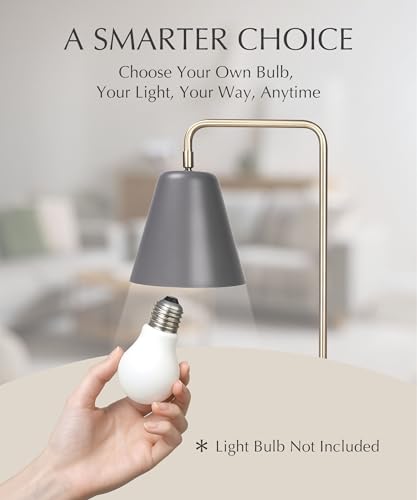 Image of HarvestLand Steady Floor Lamp, Reading Lamp for Living Room, Grey Brass | 345 Shade adjustable Reading Floor Lamp for overchair, Bedroom Lamp, home decor