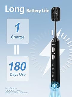 7MAGIC Sonic Electric Toothbrush for Adults and Kids - Up to 180 Days Runtime, 42000 VPM Powered Toothbrush, 5 Modes & 3 Intensities for Sensitive Teeth & Braces, Includes 8 Brush Heads, Black