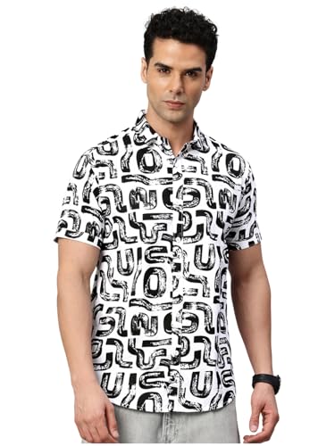 Majestic Man Slim Fit Floral Printed Pure Cotton Casual Half Slee...